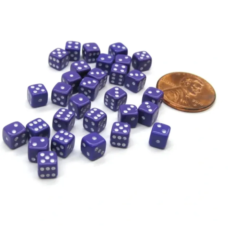 Dice>30 Deluxe Rounded Corner Six Sided D6 5mm .197 Inch Small Tiny Dice - Purple - Your Source for Gaming Essentials
