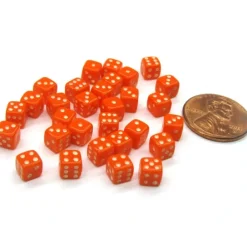 Dice>30 Deluxe Rounded Corner Six Sided D6 5mm .197 Inch Small Tiny Dice - Orange - Your Source for Gaming Essentials