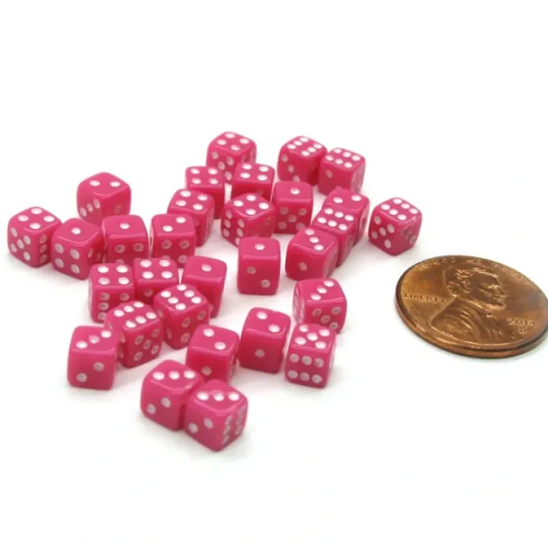 Dice>30 Deluxe Rounded Corner Six Sided D6 5mm .197 Inch Small Tiny Dice - Pink - Your Source for Gaming Essentials