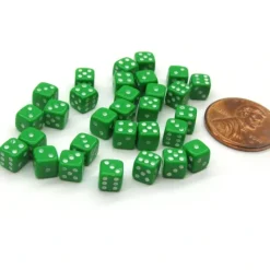 Dice>30 Deluxe Rounded Corner Six Sided D6 5mm .197 Inch Small Tiny Dice - Green - Your Source for Gaming Essentials