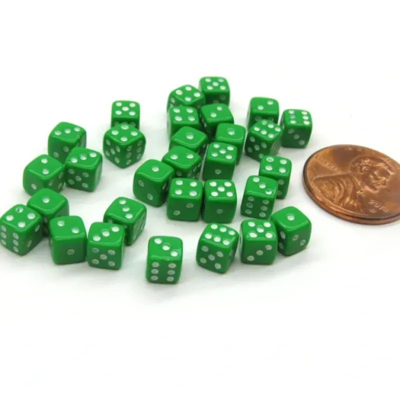 Dice>30 Deluxe Rounded Corner Six Sided D6 5mm .197 Inch Small Tiny Dice - Green - Your Source for Gaming Essentials