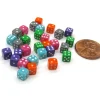 Dice>30 Deluxe Rounded Corner Six Sided D6 5mm .197 Inch Small Tiny Dice - 6 Assorted - Your Source for Gaming Essentials