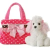 Toys>8" Fancy Pink Polka Dot Pet Carrier with Puppy Aurora Plush Stuffed Animal - Your Source for Gaming Essentials