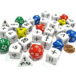 Dice>31 Piece Math Classroom Dice Set - Add Subtract Multiply Divide Whole Fractions - Your Source for Gaming Essentials