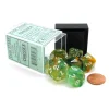 Dice>7 Piece Polyhedral DnD Nebula Dice Set with Luminary - Spring with White Numbers - Your Source for Gaming Essentials