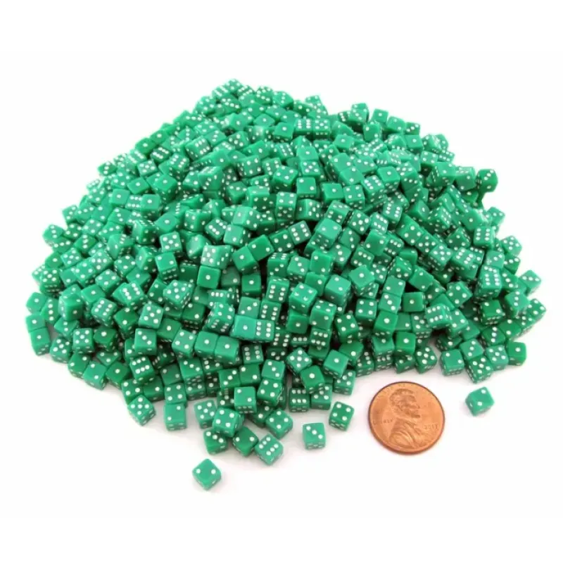 Dice>1000 Six Sided D6 5mm .197 Inch Die Small Tiny Mini Miniature Green Dice - Your Source for Gaming Essentials