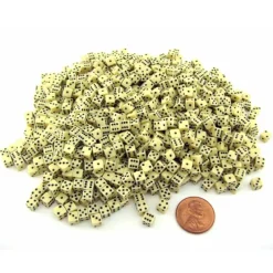 Dice>1000 Six Sided D6 5mm .197 Inch Die Small Tiny Mini Miniature Ivory Dice - Your Source for Gaming Essentials