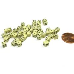Dice>50 Six Sided D6 5mm .197 Inch Die Small Tiny Mini Miniature Ivory Dice - Your Source for Gaming Essentials