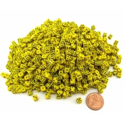 Dice>1000 Six Sided D6 5mm .197 Inch Die Small Tiny Mini Miniature Yellow Dice - Your Source for Gaming Essentials