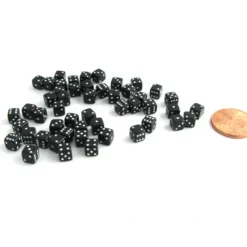 Dice>50 Six Sided D6 5mm .197 Inch Die Small Tiny Mini Miniature Black Dice - Your Source for Gaming Essentials