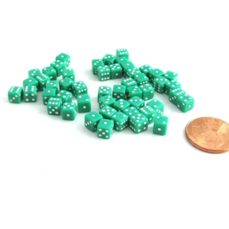 Dice>50 Six Sided D6 5mm .197 Inch Die Small Tiny Mini Miniature Green Dice - Your Source for Gaming Essentials