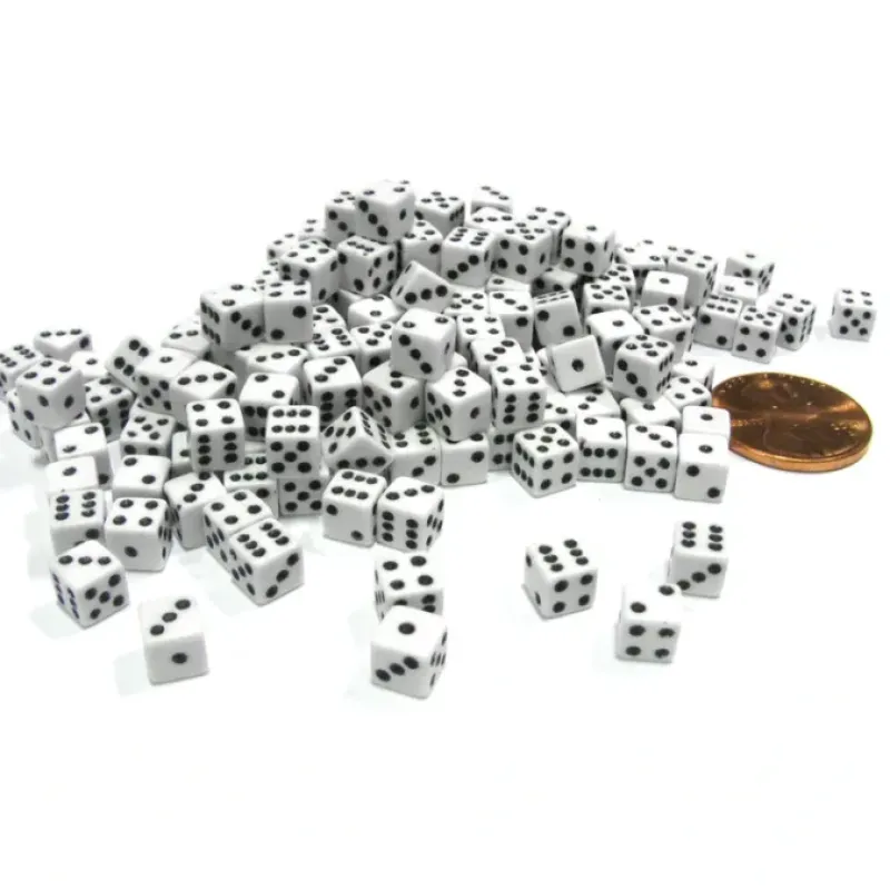 Dice>200 Six Sided D6 5mm .197 Inch Die Small Tiny Mini Miniature White Dice - Your Source for Gaming Essentials