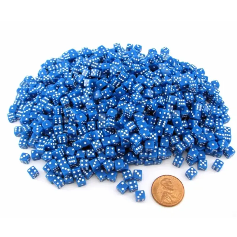 Dice>1000 Six Sided D6 5mm .197 Inch Die Small Tiny Mini Miniature Blue Dice - Your Source for Gaming Essentials