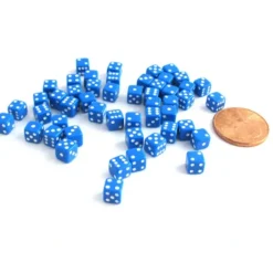 Dice>50 Six Sided D6 5mm .197 Inch Die Small Tiny Mini Miniature Blue Dice - Your Source for Gaming Essentials