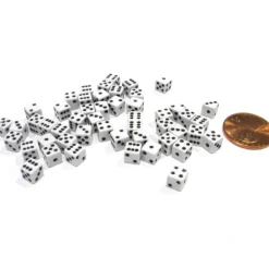 Dice>50 Six Sided D6 5mm .197 Inch Die Small Tiny Mini Miniature White Dice - Your Source for Gaming Essentials
