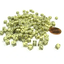 Dice>200 Six Sided D6 5mm .197 Inch Die Small Tiny Mini Miniature Ivory Dice - Your Source for Gaming Essentials