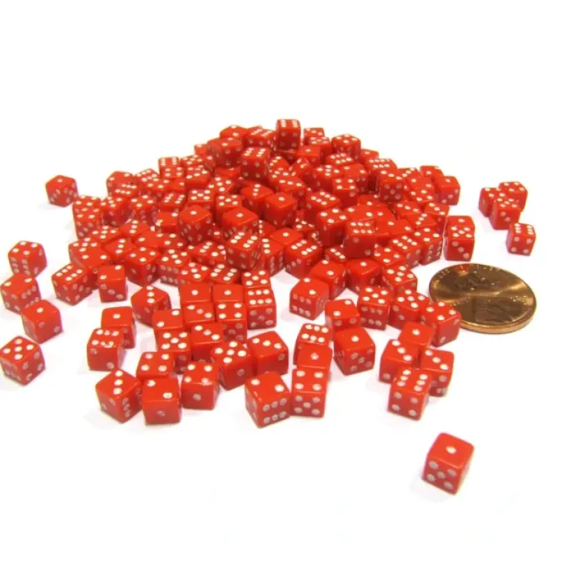 Dice>200 Six Sided D6 5mm .197 Inch Die Small Tiny Mini Miniature Red Dice - Your Source for Gaming Essentials