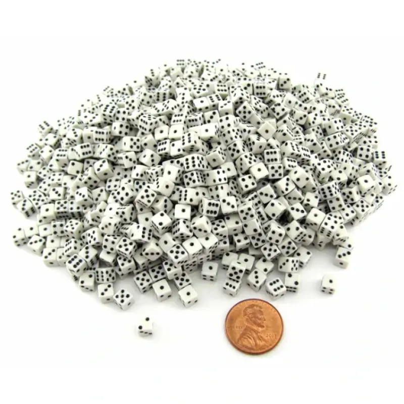 Dice>1000 Six Sided D6 5mm .197 Inch Die Small Tiny Mini Miniature White Dice - Your Source for Gaming Essentials