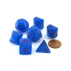 Dice>Acrylic Stardust 7-Die Polyhedral 16mm Dice Set - Blue with Purple Numbers - Your Source for Gaming Essentials