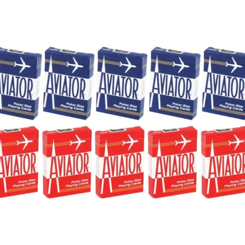Cards>Aviator Standard Index Playing Cards - 5 Red Decks and 5 Blue Decks - Your Source for Gaming Essentials