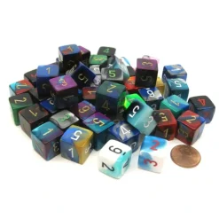 Dice>Bag of 50 Assorted Loose Gemini Polyhedral Numbered 15mm D6 Dice - Your Source for Gaming Essentials