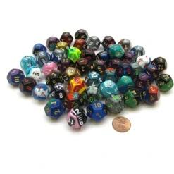Dice>Bag of 50 Assorted Loose Gemini D12 Chessex Dice - Your Source for Gaming Essentials