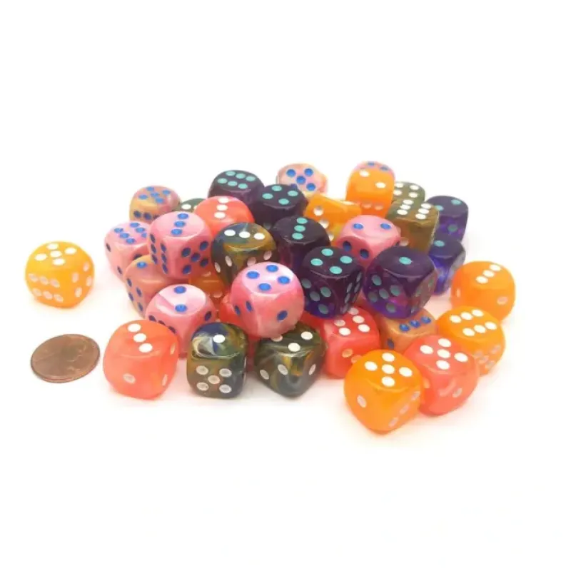 Dice>Bag of 50 Assorted Loose Lab Dice 16mm D6 Chessex Dice with Pips - Your Source for Gaming Essentials