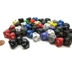 Dice>Bag of 50 Assorted Loose Opaque Polyhedral 16mm D10 Dice - Your Source for Gaming Essentials