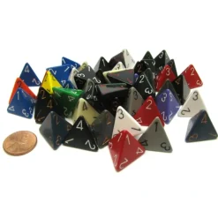 Dice>Bag of 50 Assorted Loose Opaque Polyhedral D4 Dice - Your Source for Gaming Essentials