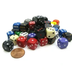 Dice>Bag of 50 Assorted Loose Opaque 12mm D6 Dice - Your Source for Gaming Essentials