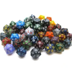 Dice>Bag Of 50 Assorted Loose Speckled Polyhedral 19mm D20 Chessex Dice - Your Source for Gaming Essentials