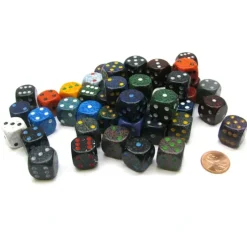 Dice>Bag Of 50 Assorted Loose Speckled 16mm D6 Chessex Dice with Pips - Your Source for Gaming Essentials