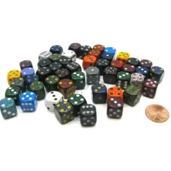 Dice>Bag Of 50 Assorted Loose Speckled 12mm D6 Chessex Dice with Pips - Your Source for Gaming Essentials