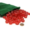 Board Games>Bag of 100 Blood Stone Gaming Glass Stones with Green 6x9" Cloth Storage Bag - Your Source for Gaming Essentials