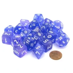 Dice>Bag of 20 Borealis Polyhedral Dice - Purple with White Numbers - Your Source for Gaming Essentials