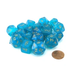 Dice>Bag of 20 Borealis Polyhedral Dice - Teal with Gold Numbers - Your Source for Gaming Essentials