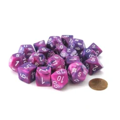 Dice>Bag of 20 Festive Polyhedral Dice - Violet with White Numbers - Your Source for Gaming Essentials