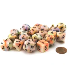 Dice>Bag of 20 Festive Polyhedral Dice - Circus with Black Numbers - Your Source for Gaming Essentials