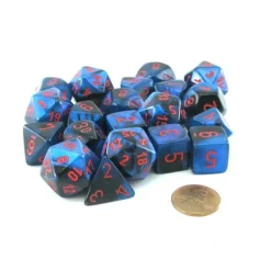 Dice>Bag of 20 Gemini Polyhedral Dice - Black-Starlight with Red Numbers - Your Source for Gaming Essentials