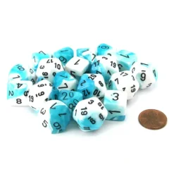 Dice>Bag of 20 Gemini Polyhedral Dice - Teal-White with Black Numbers - Your Source for Gaming Essentials