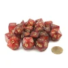 Dice>Bag of 20 Glitter Polyhedral Dice - Ruby with Gold Numbers - Your Source for Gaming Essentials
