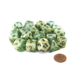 Dice>Bag of 20 Marble Polyhedral Dice - Green with Dark Green Numbers - Your Source for Gaming Essentials