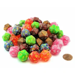 Dice>Bag of 50 Menagerie Styles D20 Dice (Festive, Ghostly Glow, Glitter, Vortex) - Your Source for Gaming Essentials