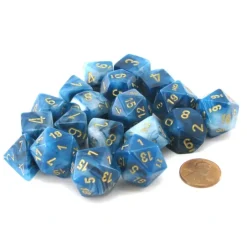 Dice>Bag of 20 Phantom Polyhedral Dice - Teal with Gold Numbers - Your Source for Gaming Essentials