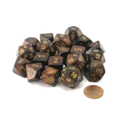 Dice>Bag of 20 Scarab Polyhedral Dice - Blue-Blood with Gold Numbers - Your Source for Gaming Essentials