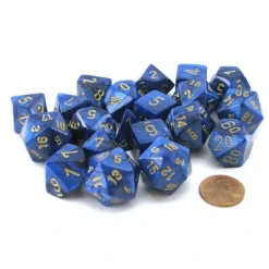 Dice>Bag of 20 Scarab Polyhedral Dice - Royal Blue with Gold Numbers - Your Source for Gaming Essentials