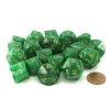 Dice>Bag of 20 Vortex Polyhedral Dice - Green with Gold Numbers - Your Source for Gaming Essentials