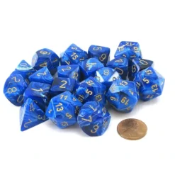 Dice>Bag of 20 Vortex Polyhedral Dice - Blue with Gold Numbers - Your Source for Gaming Essentials
