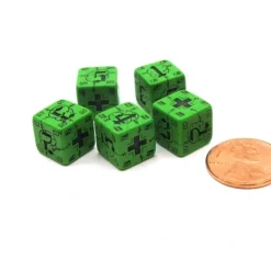 Dice>Battle Dice German 11mm D6 6-Sided 5 Piece Set - Green with Black Etches - Your Source for Gaming Essentials