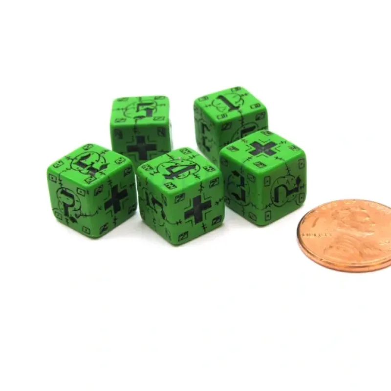 Dice>Battle Dice German 11mm D6 6-Sided 5 Piece Set - Green with Black Etches - Your Source for Gaming Essentials